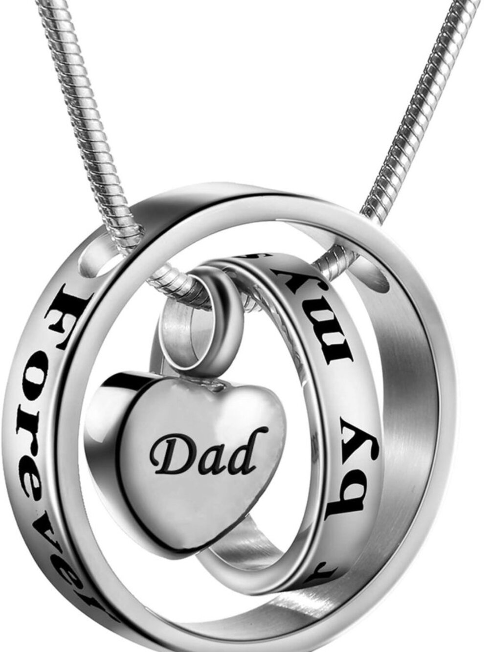 Memorial Necklace - Carved Locket Keepsake Urn Pendant, Forever in My Heart